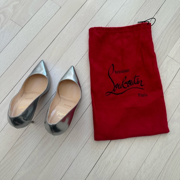 Christian Louboutin Silver Pigalle Follies 100mm Pumps Size 37.5 - Picture 14 of 14